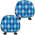 Classic Blue Argyle Pattern Print Car Headrest Covers