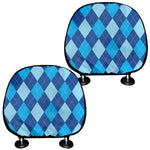 Classic Blue Argyle Pattern Print Car Headrest Covers