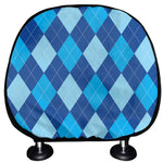 Classic Blue Argyle Pattern Print Car Headrest Covers
