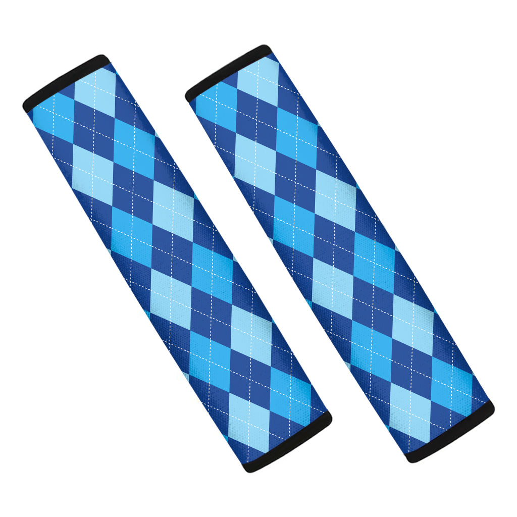 Classic Blue Argyle Pattern Print Car Seat Belt Covers