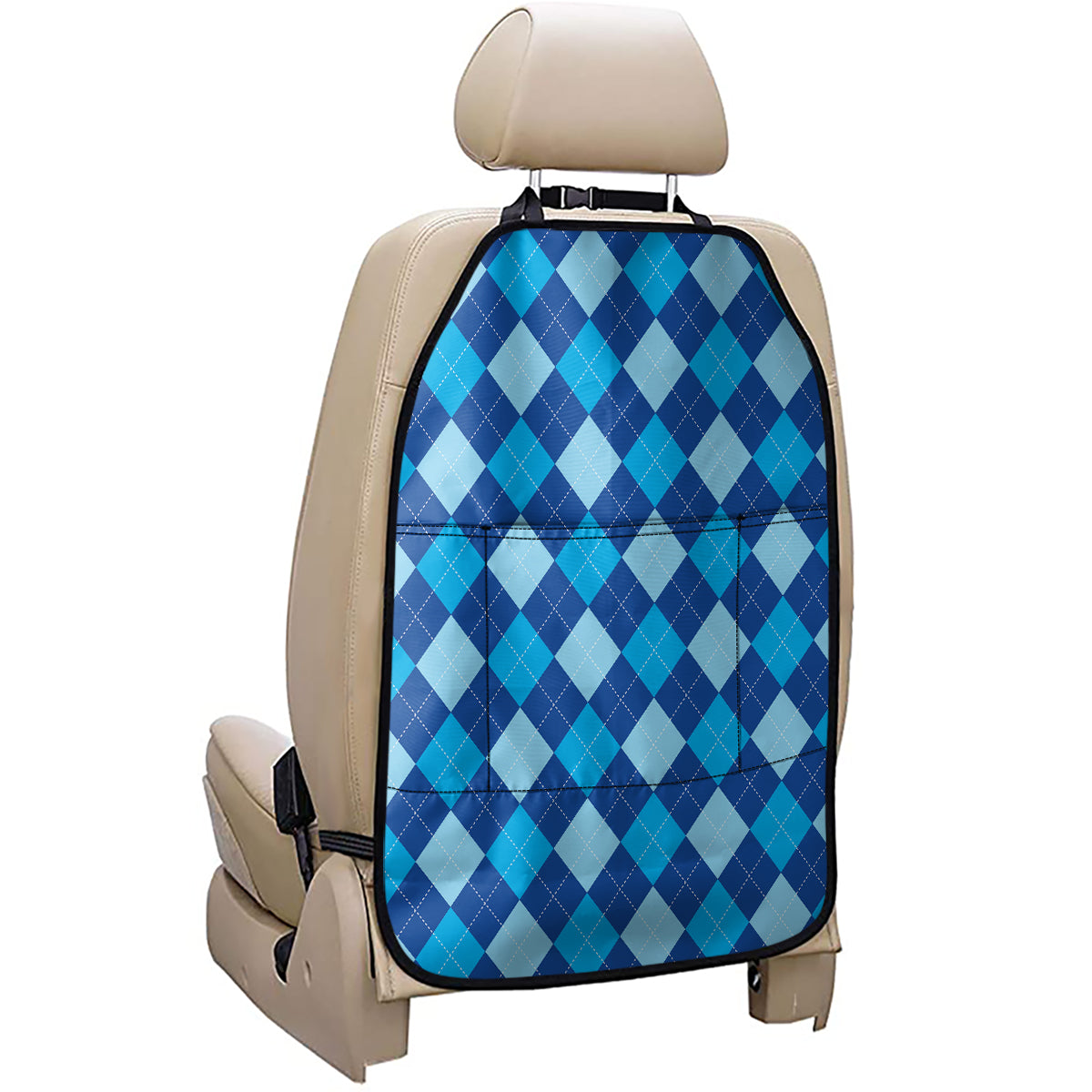 Classic Blue Argyle Pattern Print Car Seat Organizers