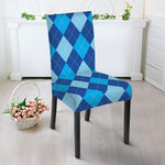 Classic Blue Argyle Pattern Print Dining Chair Slipcover
