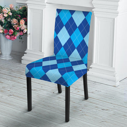 Classic Blue Argyle Pattern Print Dining Chair Slipcover