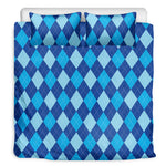 Classic Blue Argyle Pattern Print Duvet Cover Bedding Set