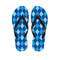 Classic Blue Argyle Pattern Print Flip Flops