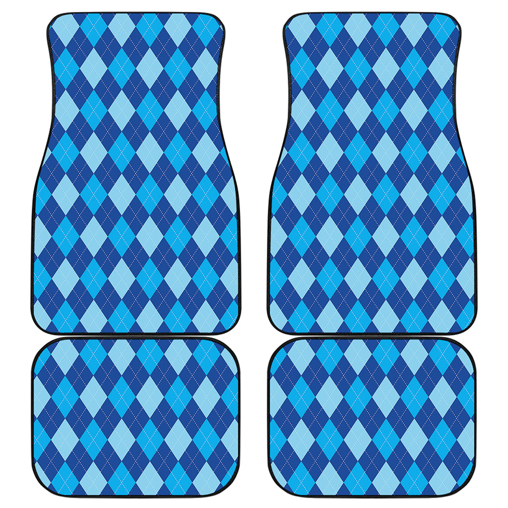 Classic Blue Argyle Pattern Print Front and Back Car Floor Mats