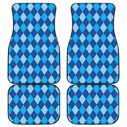 Classic Blue Argyle Pattern Print Front and Back Car Floor Mats