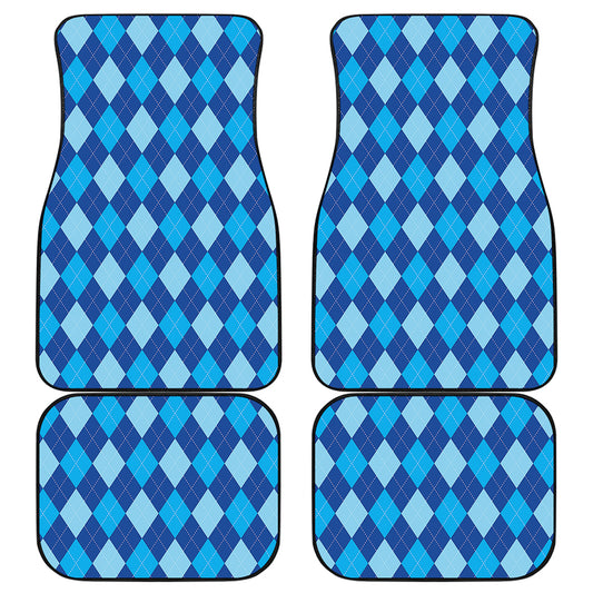 Classic Blue Argyle Pattern Print Front and Back Car Floor Mats