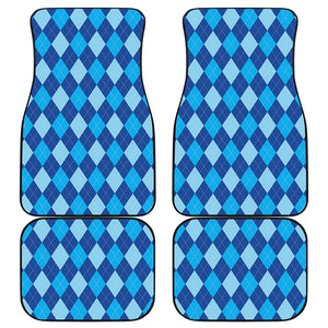 Classic Blue Argyle Pattern Print Front and Back Car Floor Mats