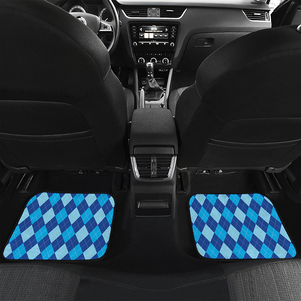 Classic Blue Argyle Pattern Print Front and Back Car Floor Mats