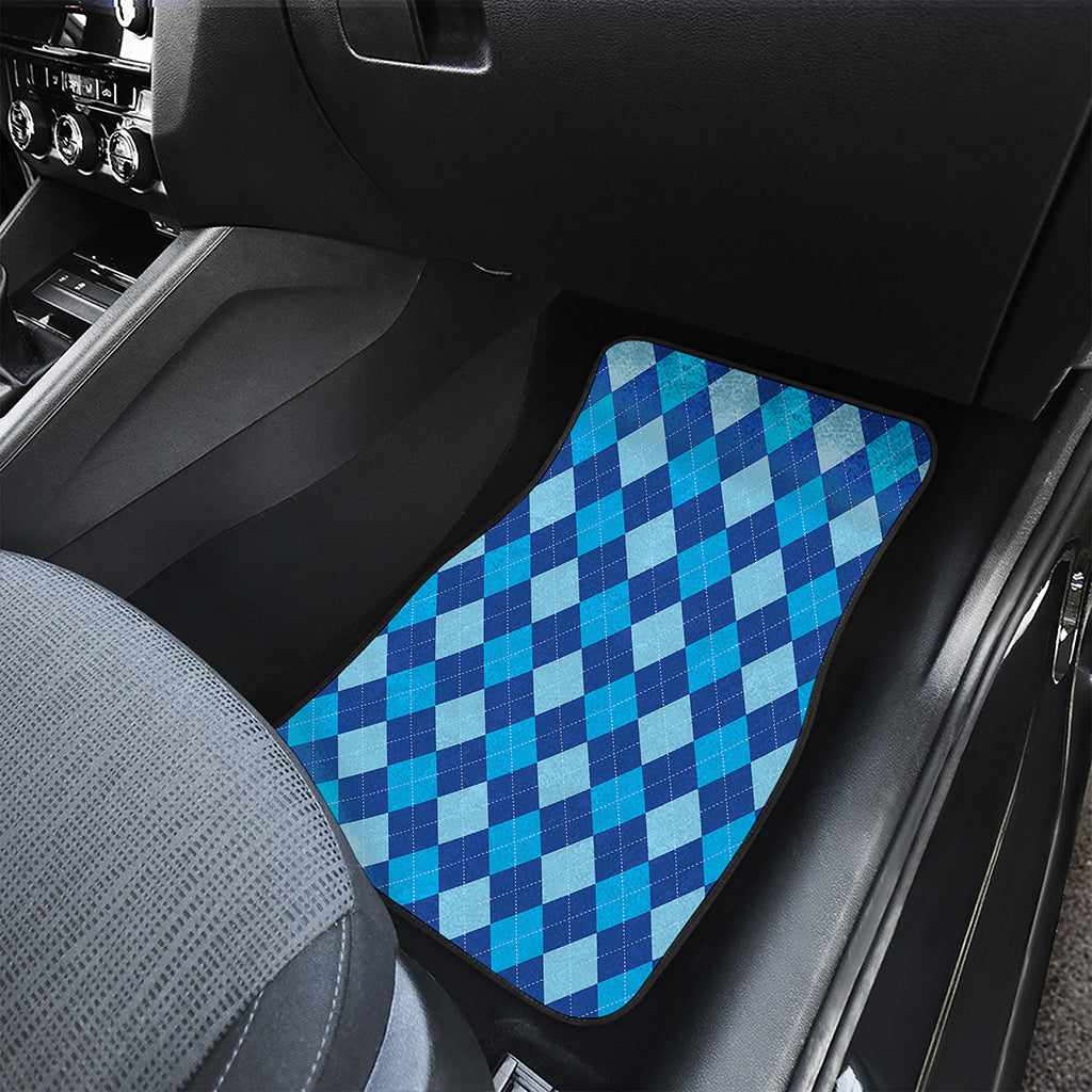 Classic Blue Argyle Pattern Print Front and Back Car Floor Mats