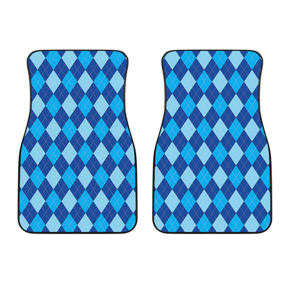 Classic Blue Argyle Pattern Print Front Car Floor Mats