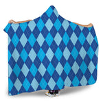Classic Blue Argyle Pattern Print Hooded Blanket