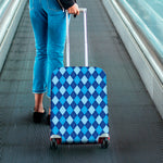 Classic Blue Argyle Pattern Print Luggage Cover