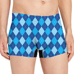 Classic Blue Argyle Pattern Print Men's Boxer Briefs
