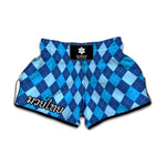 Classic Blue Argyle Pattern Print Muay Thai Boxing Shorts