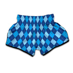 Classic Blue Argyle Pattern Print Muay Thai Boxing Shorts