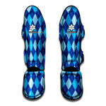 Classic Blue Argyle Pattern Print Muay Thai Shin Guard