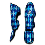 Classic Blue Argyle Pattern Print Muay Thai Shin Guard