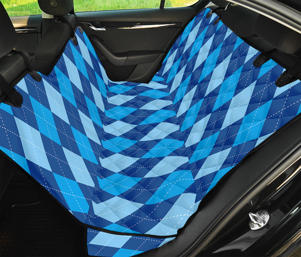 Classic Blue Argyle Pattern Print Pet Car Back Seat Cover