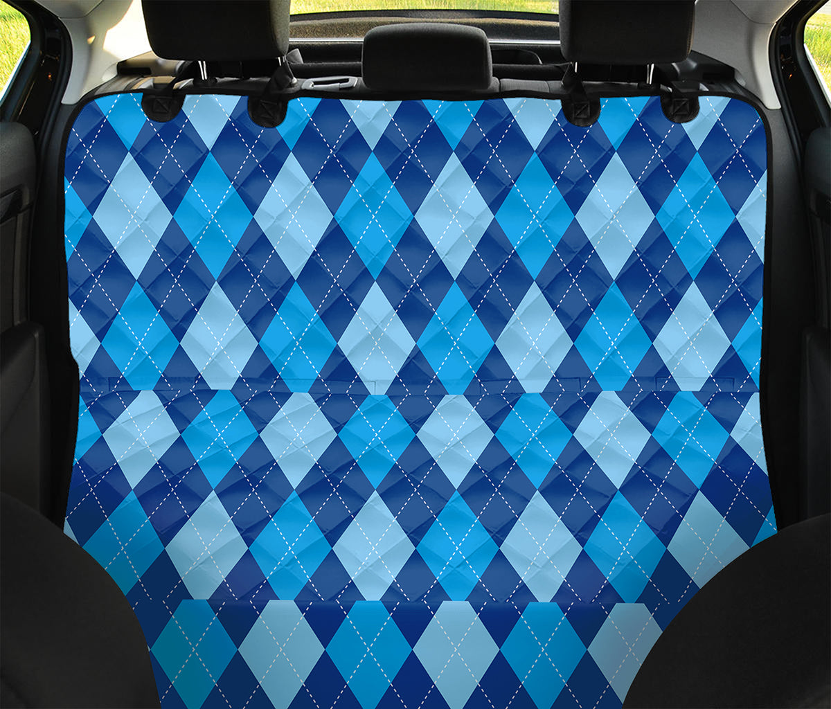 Classic Blue Argyle Pattern Print Pet Car Back Seat Cover