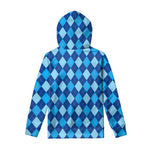 Classic Blue Argyle Pattern Print Pullover Hoodie