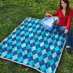 Classic Blue Argyle Pattern Print Quilt