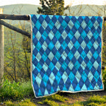 Classic Blue Argyle Pattern Print Quilt
