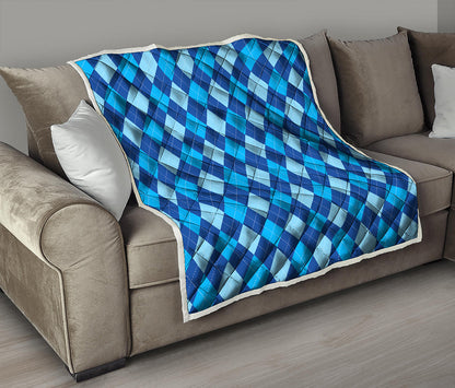 Classic Blue Argyle Pattern Print Quilt