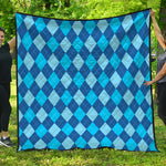 Classic Blue Argyle Pattern Print Quilt