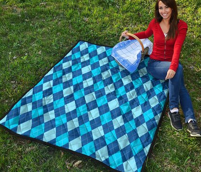 Classic Blue Argyle Pattern Print Quilt