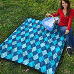 Classic Blue Argyle Pattern Print Quilt