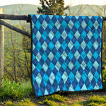Classic Blue Argyle Pattern Print Quilt