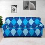Classic Blue Argyle Pattern Print Sofa Cover