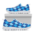 Classic Blue Argyle Pattern Print White Running Shoes