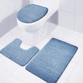 Classic Blue Denim Jeans Print 3 Piece Bath Mat Set