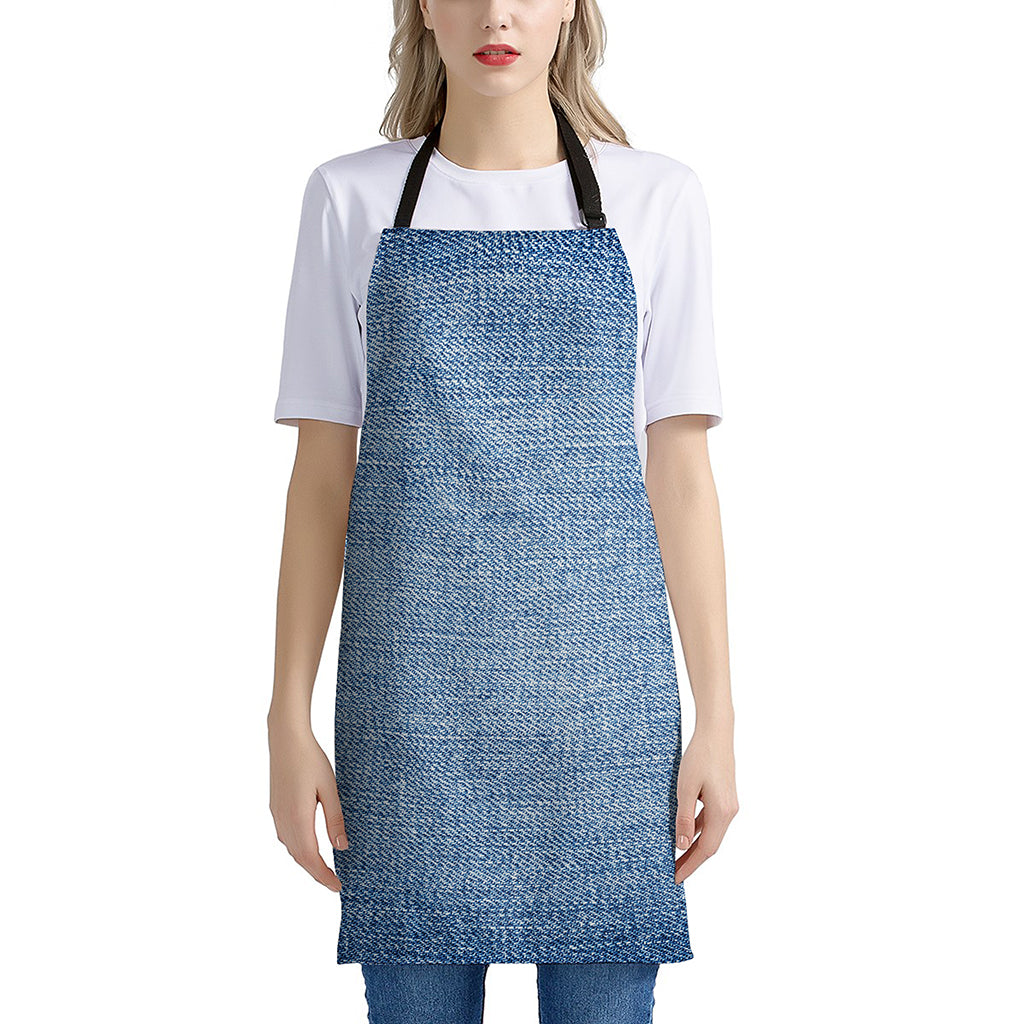 Classic Blue Denim Jeans Print Apron