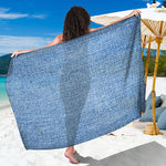 Classic Blue Denim Jeans Print Beach Sarong Wrap