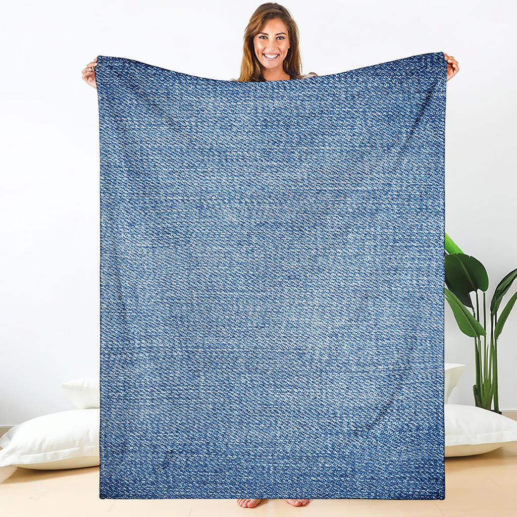 Classic Blue Denim Jeans Print Blanket