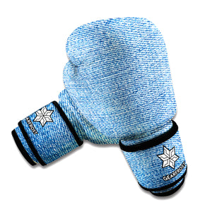 Classic Blue Denim Jeans Print Boxing Gloves