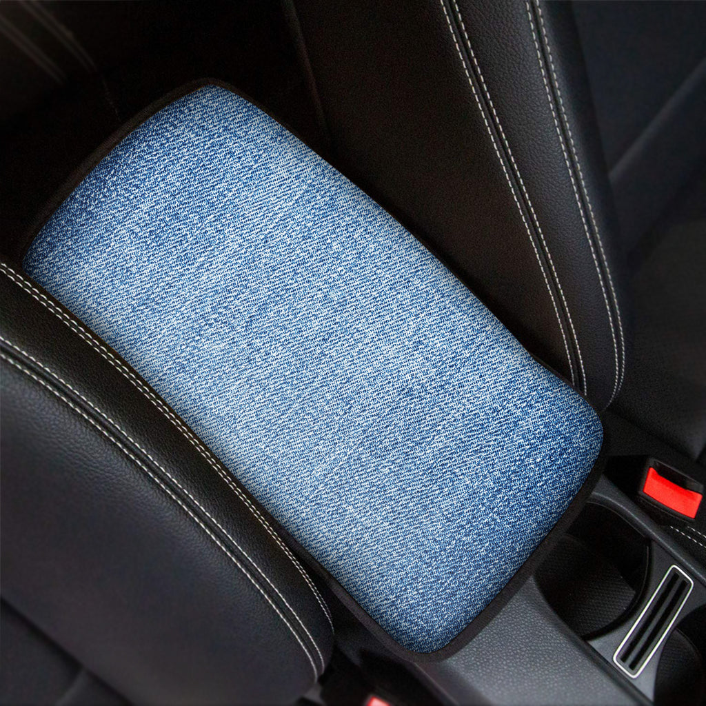 Classic Blue Denim Jeans Print Car Center Console Cover