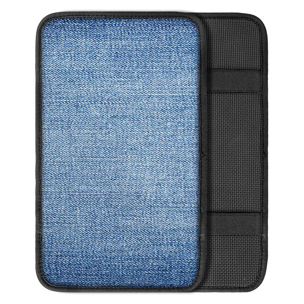 Classic Blue Denim Jeans Print Car Center Console Cover