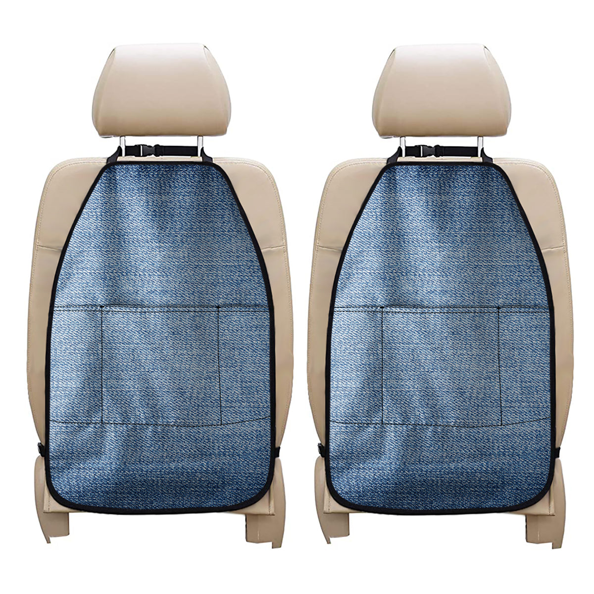 Classic Blue Denim Jeans Print Car Seat Organizers