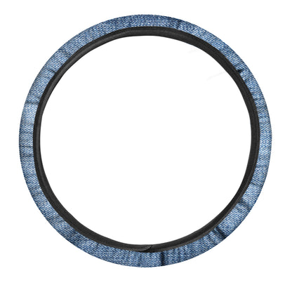Classic Blue Denim Jeans Print Car Steering Wheel Cover