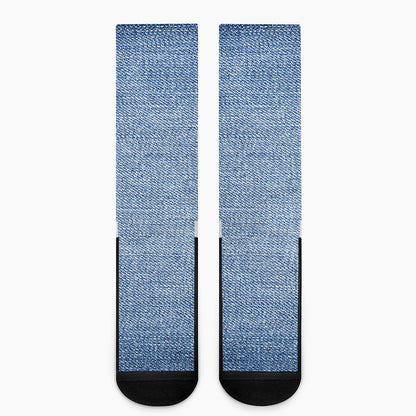 Classic Blue Denim Jeans Print Crew Socks