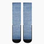 Classic Blue Denim Jeans Print Crew Socks