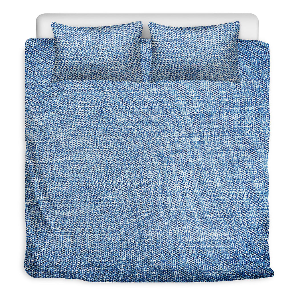 Classic Blue Denim Jeans Print Duvet Cover Bedding Set