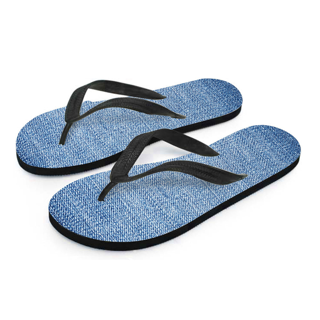 Classic Blue Denim Jeans Print Flip Flops