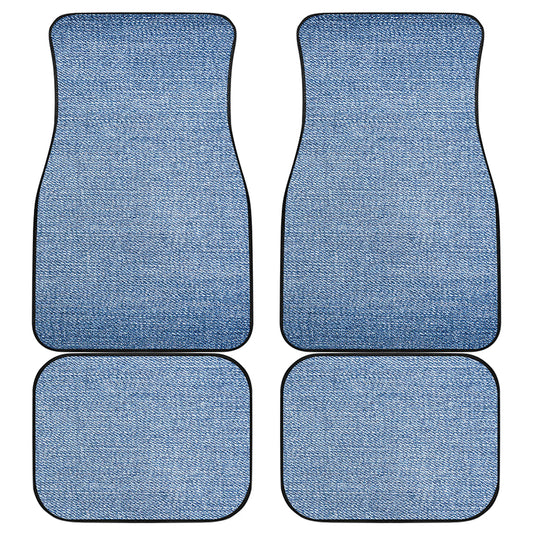Classic Blue Denim Jeans Print Front and Back Car Floor Mats