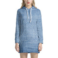 Classic Blue Denim Jeans Print Pullover Hoodie Dress
